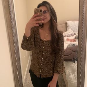 Mango brown polka dot top